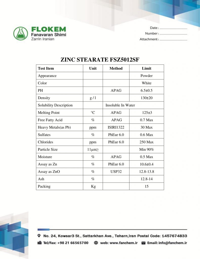 ZINC STEARATE FSZ5012SF فن آوران شیمی